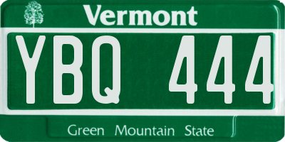 VT license plate YBQ444