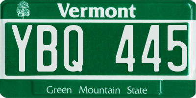VT license plate YBQ445