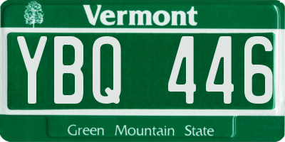 VT license plate YBQ446
