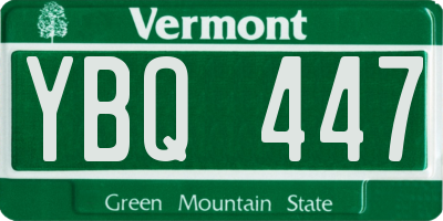 VT license plate YBQ447