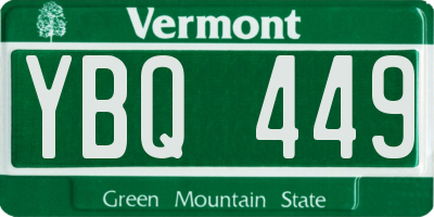 VT license plate YBQ449