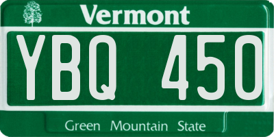 VT license plate YBQ450