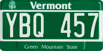 VT license plate YBQ457