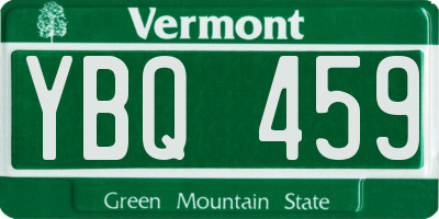 VT license plate YBQ459
