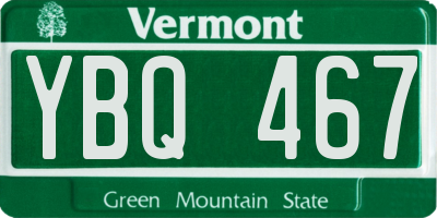 VT license plate YBQ467