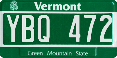 VT license plate YBQ472