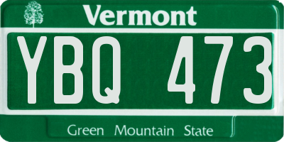 VT license plate YBQ473