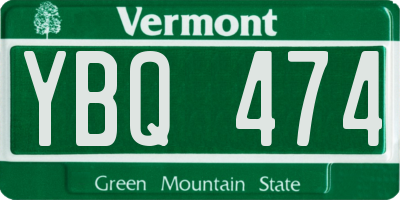 VT license plate YBQ474