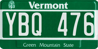 VT license plate YBQ476