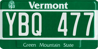 VT license plate YBQ477
