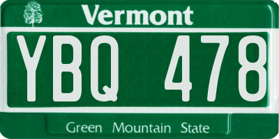 VT license plate YBQ478