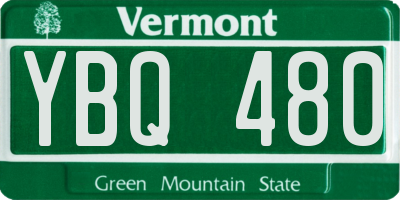 VT license plate YBQ480
