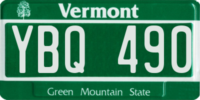 VT license plate YBQ490