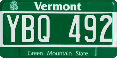 VT license plate YBQ492