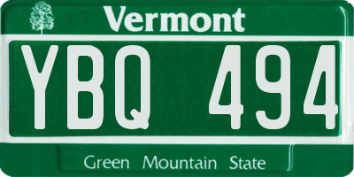 VT license plate YBQ494