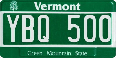 VT license plate YBQ500