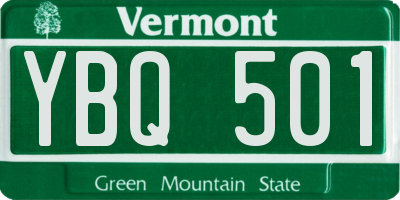 VT license plate YBQ501