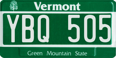 VT license plate YBQ505