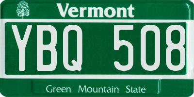 VT license plate YBQ508