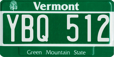 VT license plate YBQ512