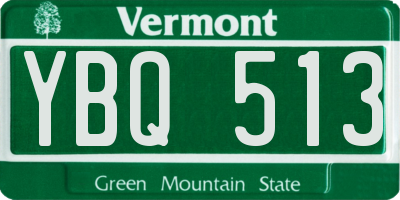 VT license plate YBQ513