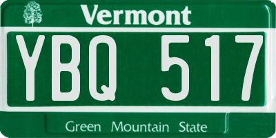 VT license plate YBQ517