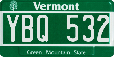 VT license plate YBQ532