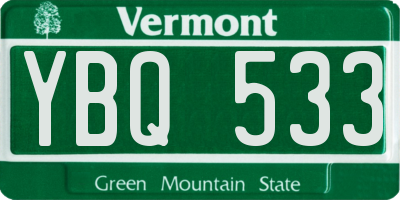 VT license plate YBQ533
