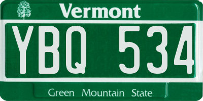 VT license plate YBQ534