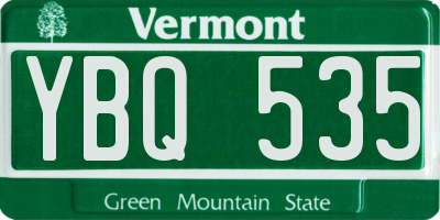 VT license plate YBQ535
