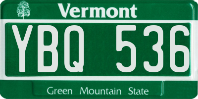 VT license plate YBQ536