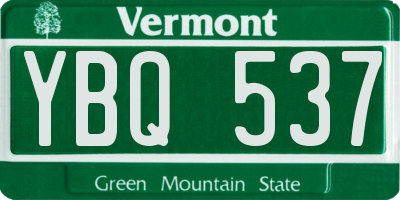 VT license plate YBQ537
