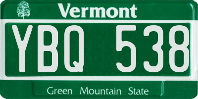 VT license plate YBQ538