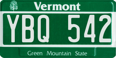 VT license plate YBQ542