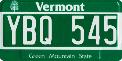 VT license plate YBQ545
