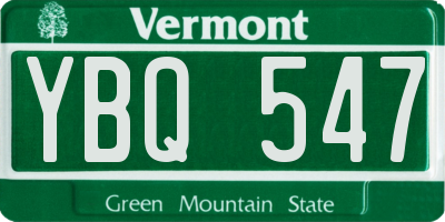 VT license plate YBQ547