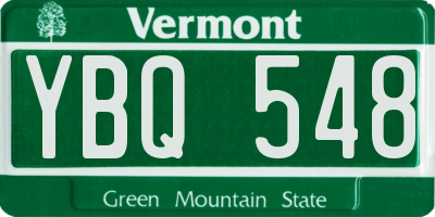 VT license plate YBQ548