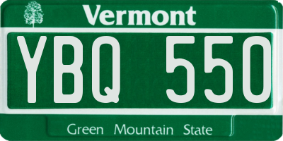 VT license plate YBQ550