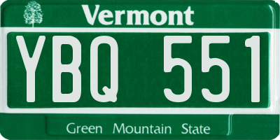 VT license plate YBQ551