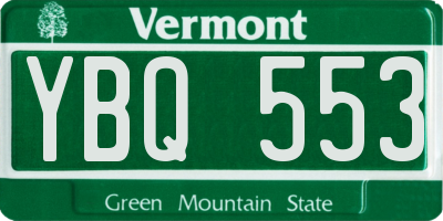 VT license plate YBQ553