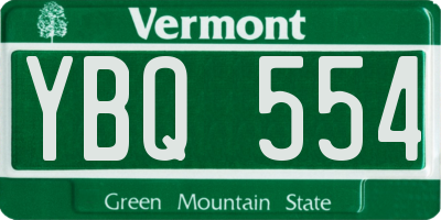 VT license plate YBQ554
