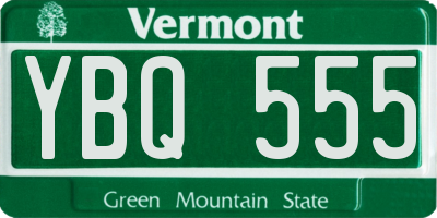 VT license plate YBQ555