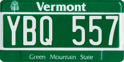 VT license plate YBQ557
