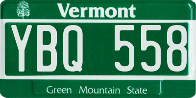 VT license plate YBQ558
