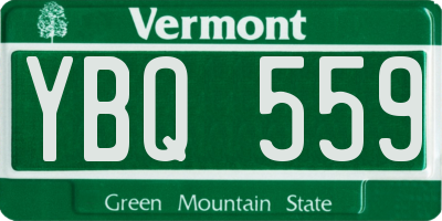 VT license plate YBQ559