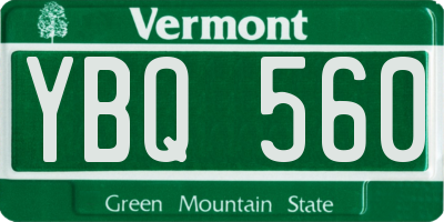 VT license plate YBQ560