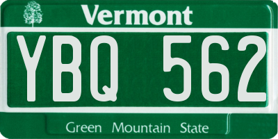 VT license plate YBQ562