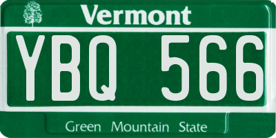 VT license plate YBQ566