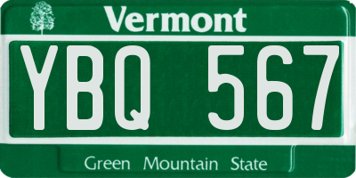VT license plate YBQ567