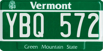 VT license plate YBQ572